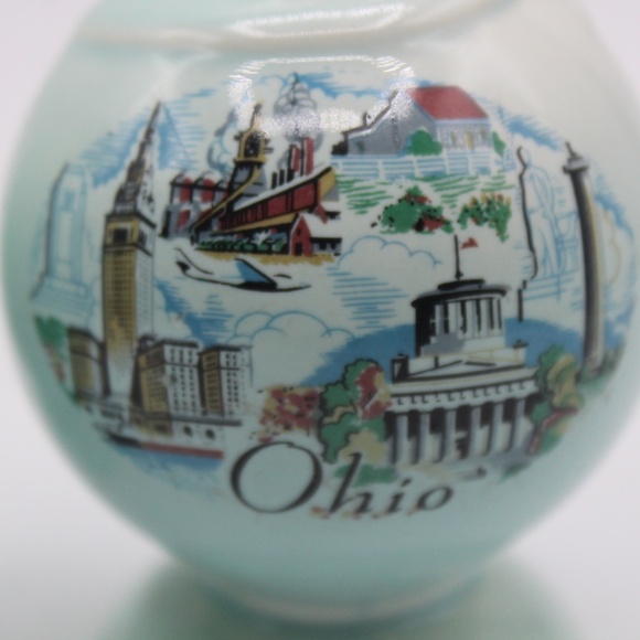 Vintage Taylor Smith LuRay Ceramic Pastel Turquoise Ohio State Shaker Set / USA - Picture 3 of 7